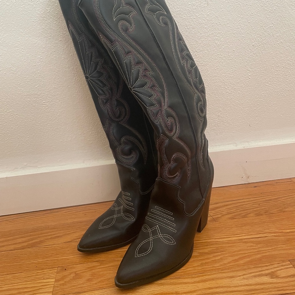 Steve Madden lasso knee high cowboy boots